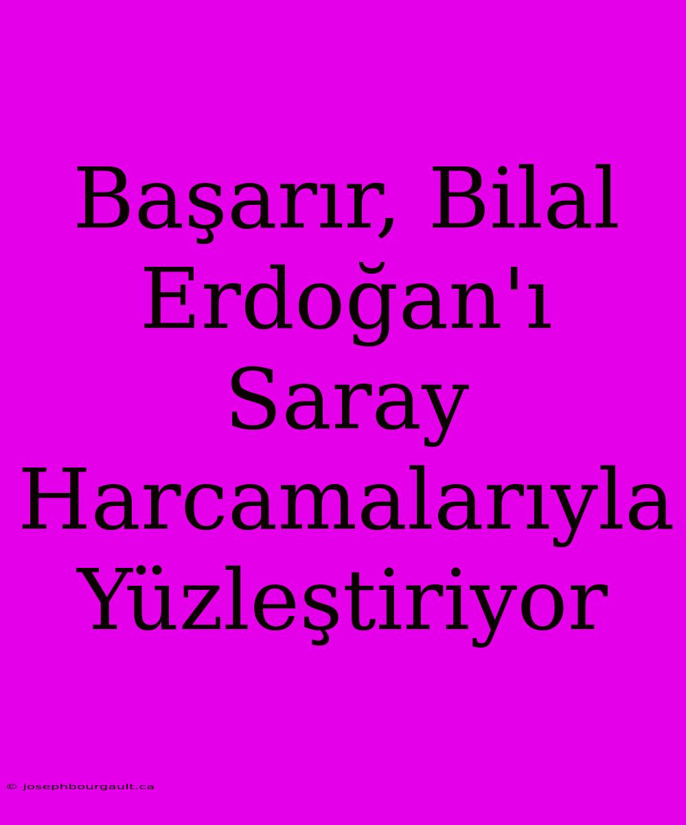 Başarır, Bilal Erdoğan'ı Saray Harcamalarıyla Yüzleştiriyor