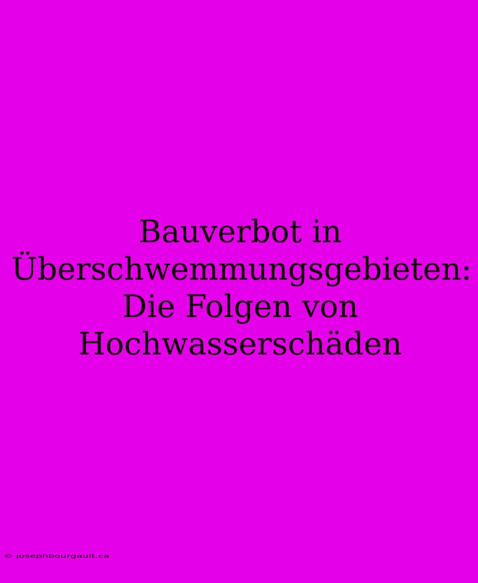 Bauverbot In Überschwemmungsgebieten: Die Folgen Von Hochwasserschäden