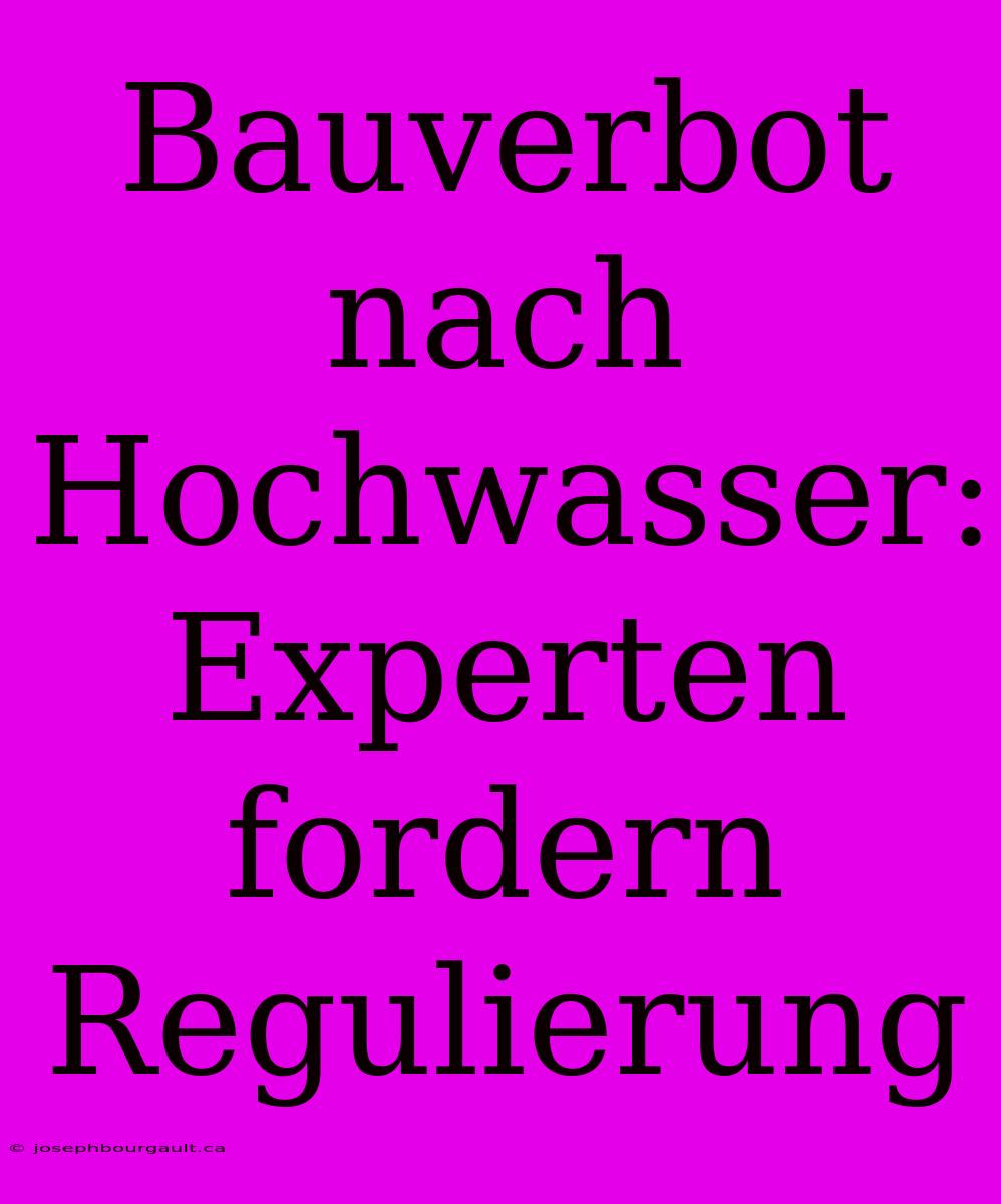 Bauverbot Nach Hochwasser: Experten Fordern Regulierung