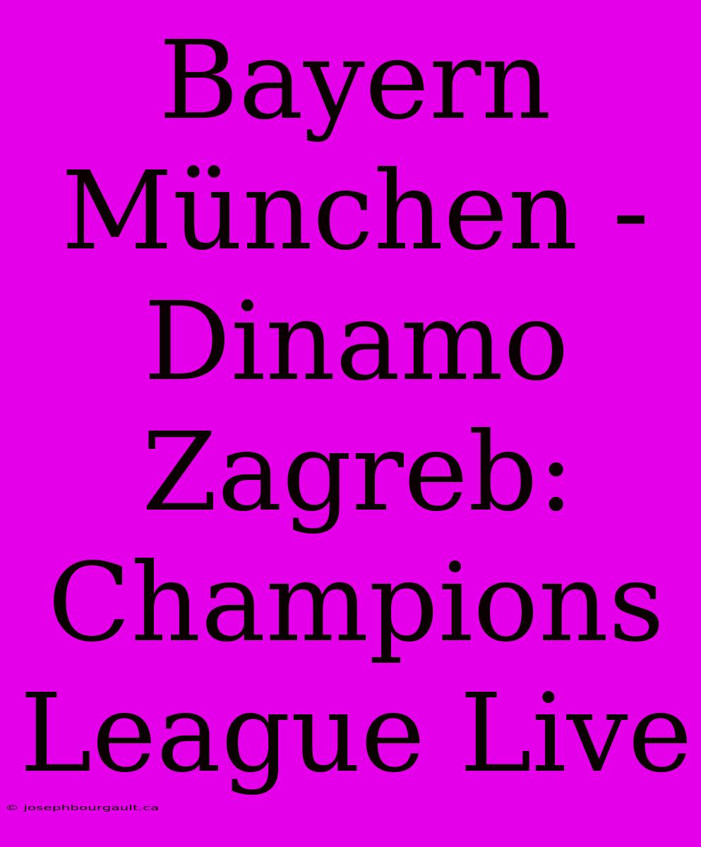 Bayern München - Dinamo Zagreb: Champions League Live