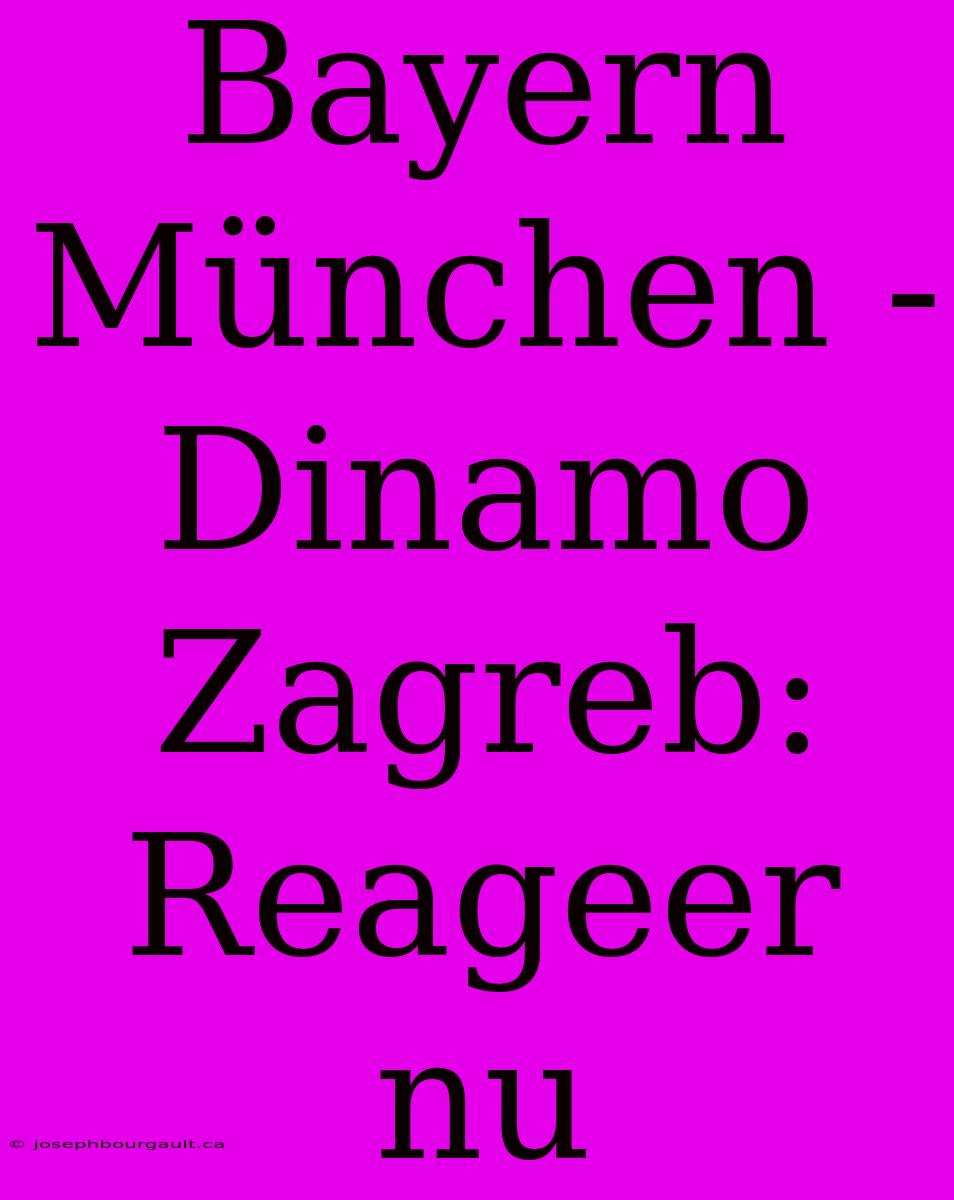 Bayern München - Dinamo Zagreb: Reageer Nu