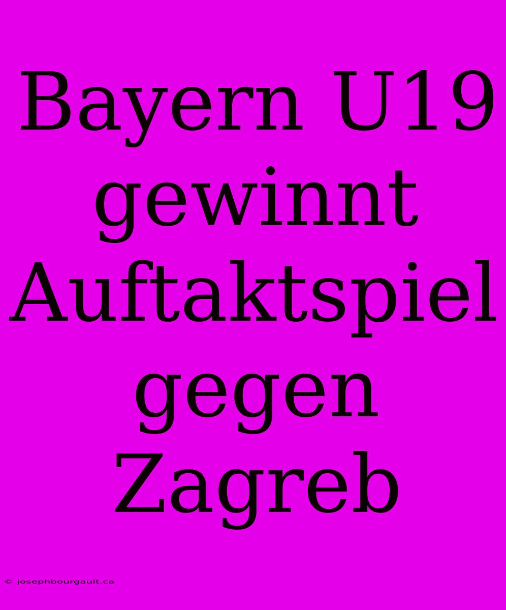 Bayern U19 Gewinnt Auftaktspiel Gegen Zagreb