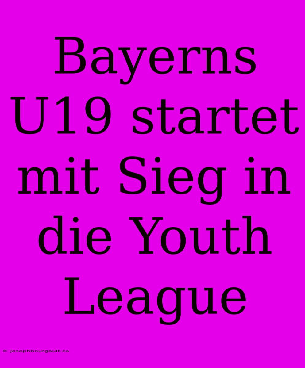 Bayerns U19 Startet Mit Sieg In Die Youth League