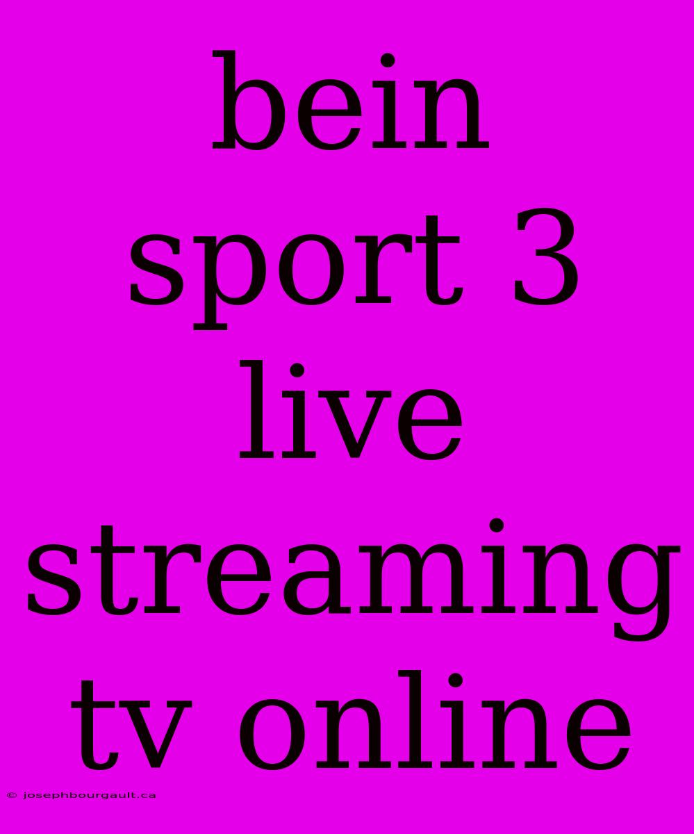 Bein Sport 3 Live Streaming Tv Online