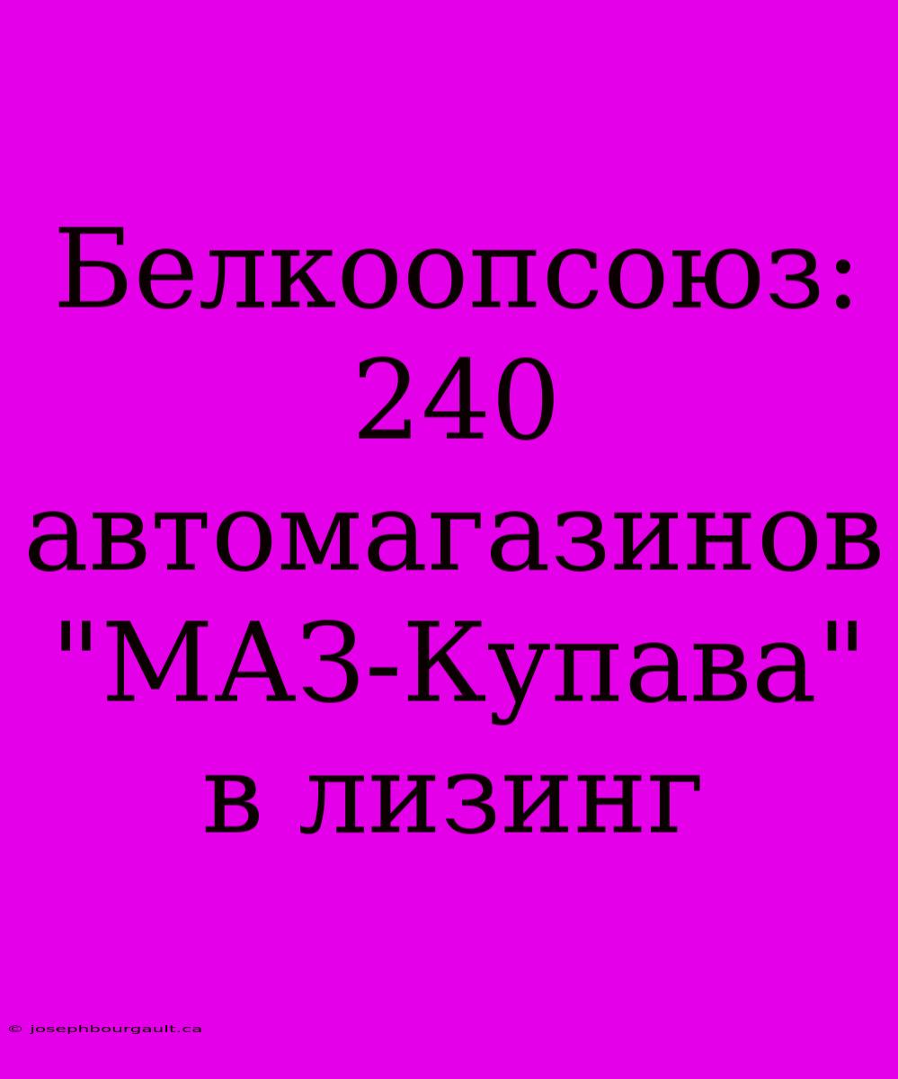 Белкоопсоюз: 240 Автомагазинов 