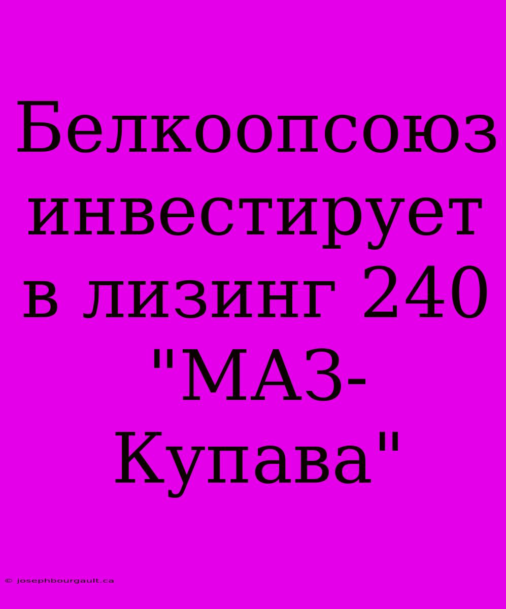 Белкоопсоюз Инвестирует В Лизинг 240 