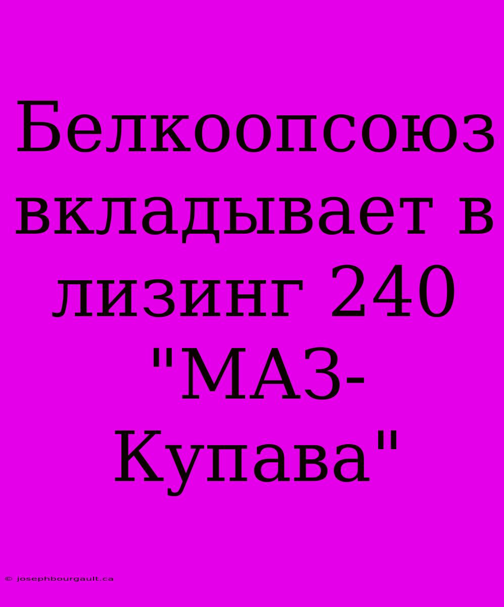 Белкоопсоюз Вкладывает В Лизинг 240 