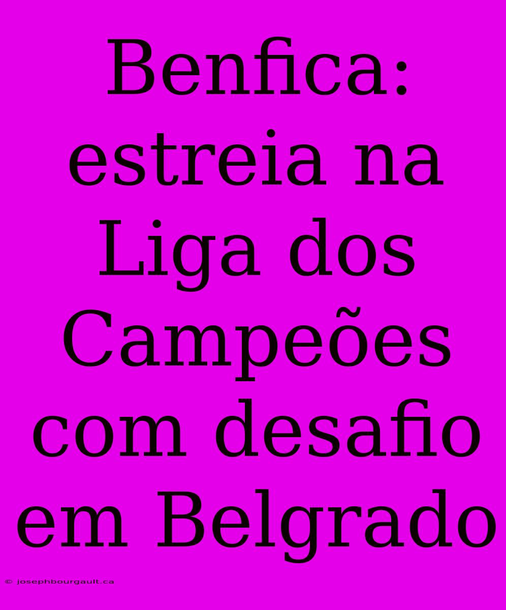 Benfica: Estreia Na Liga Dos Campeões Com Desafio Em Belgrado