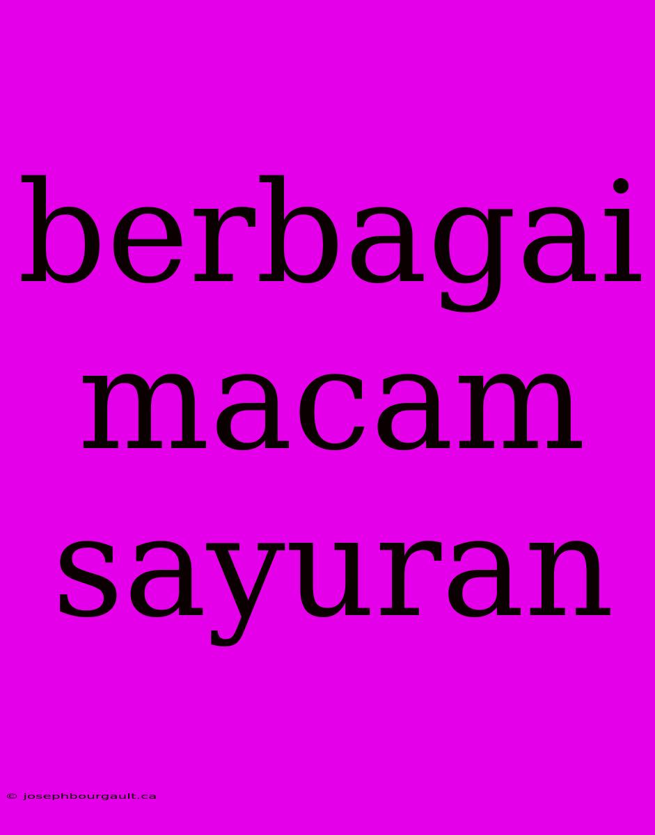 Berbagai Macam Sayuran