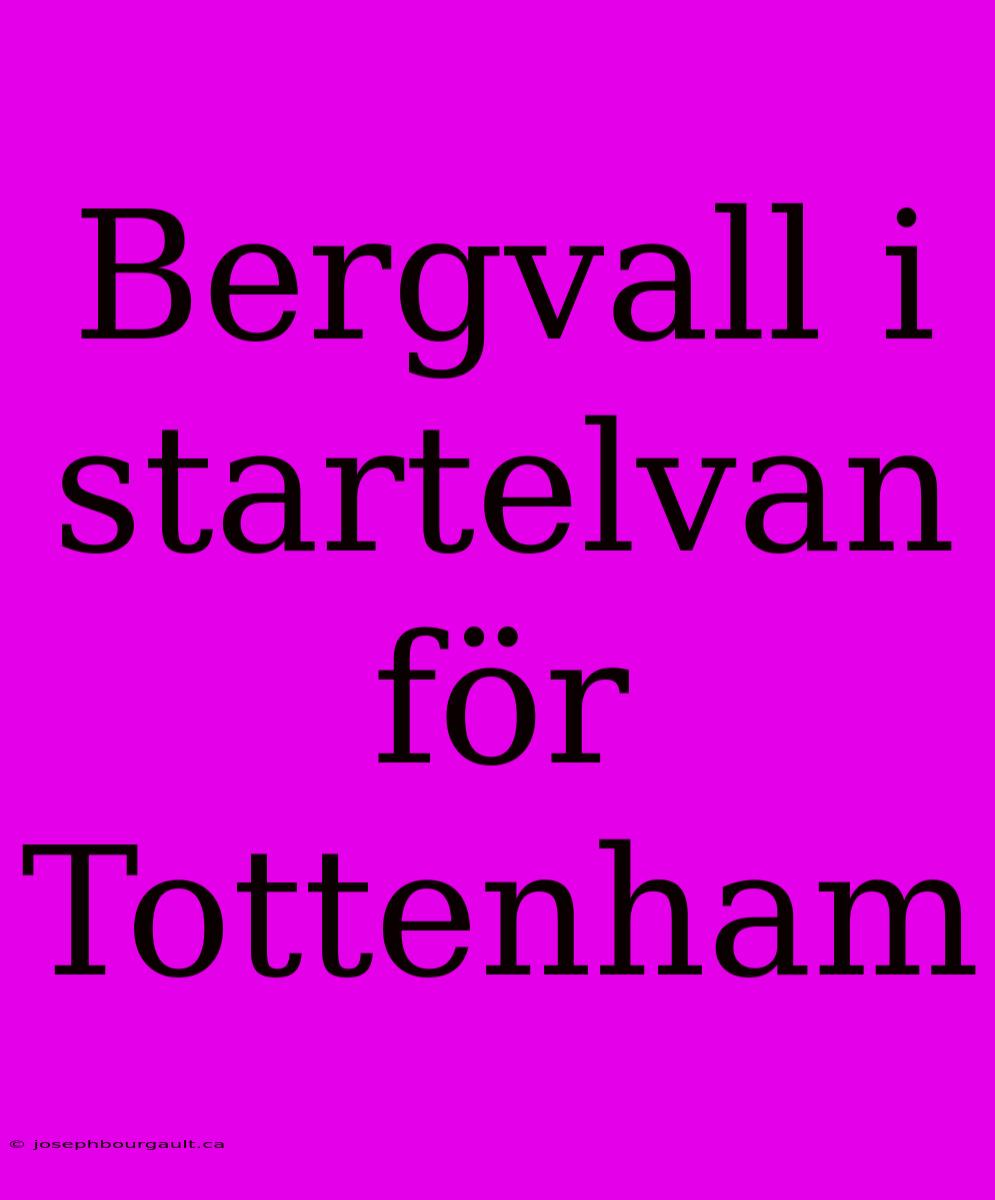 Bergvall I Startelvan För Tottenham