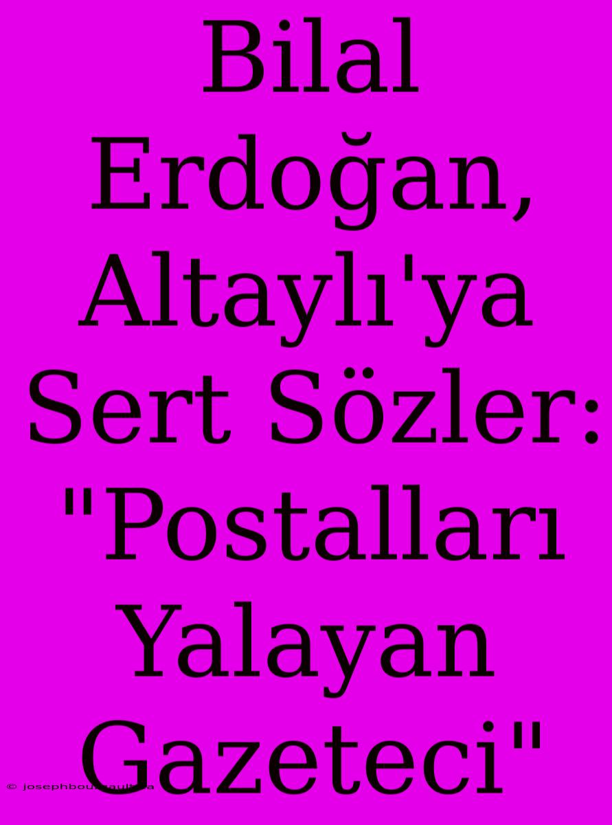 Bilal Erdoğan, Altaylı'ya Sert Sözler: 