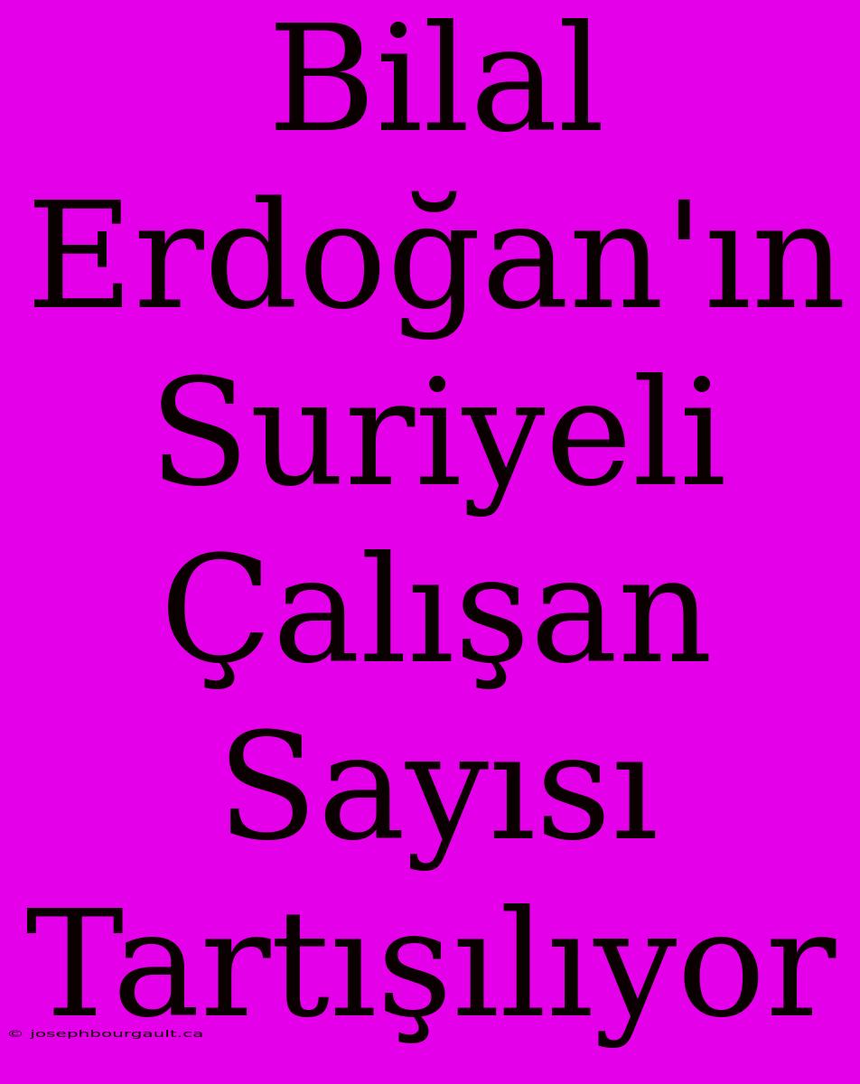 Bilal Erdoğan'ın Suriyeli Çalışan Sayısı Tartışılıyor