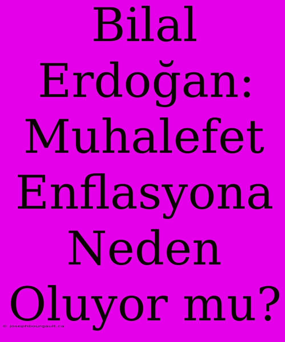 Bilal Erdoğan: Muhalefet Enflasyona Neden Oluyor Mu?