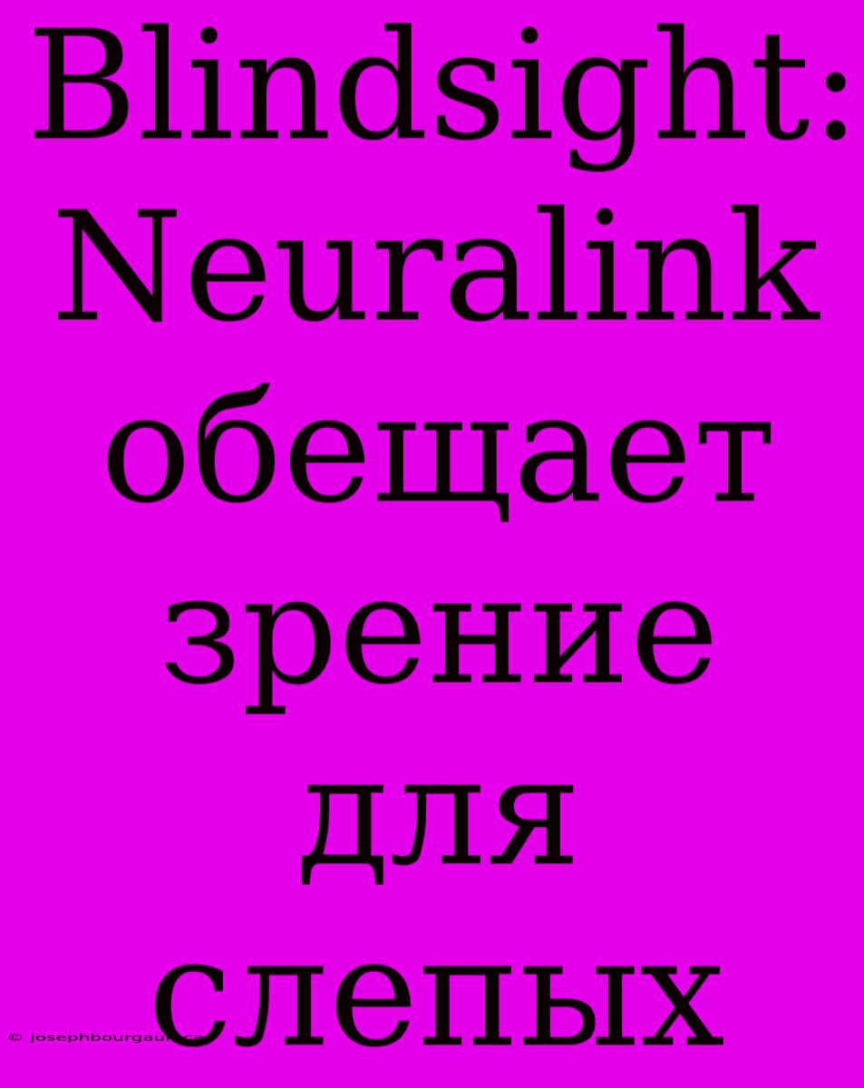 Blindsight: Neuralink Обещает Зрение Для Слепых