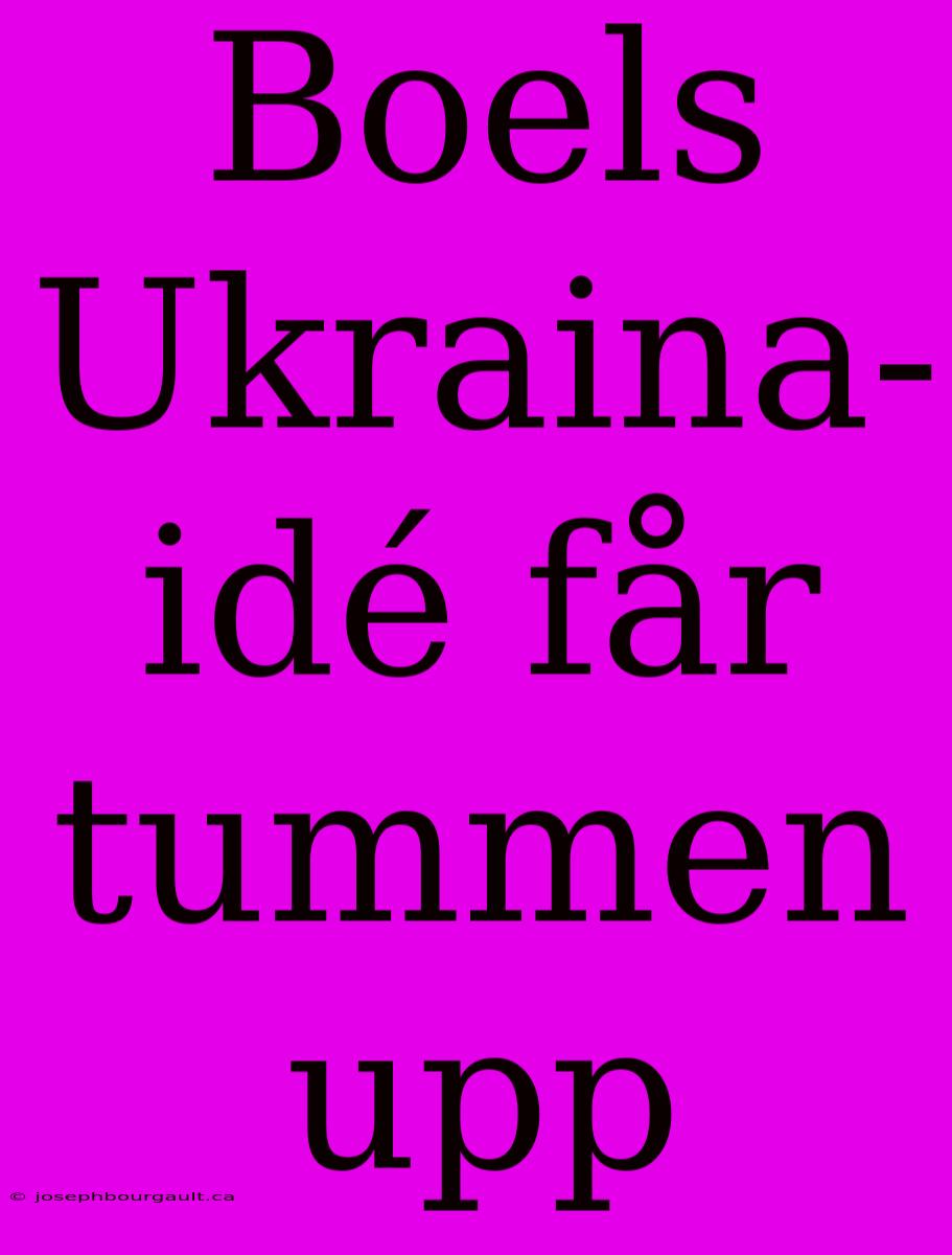 Boels Ukraina-idé Får Tummen Upp