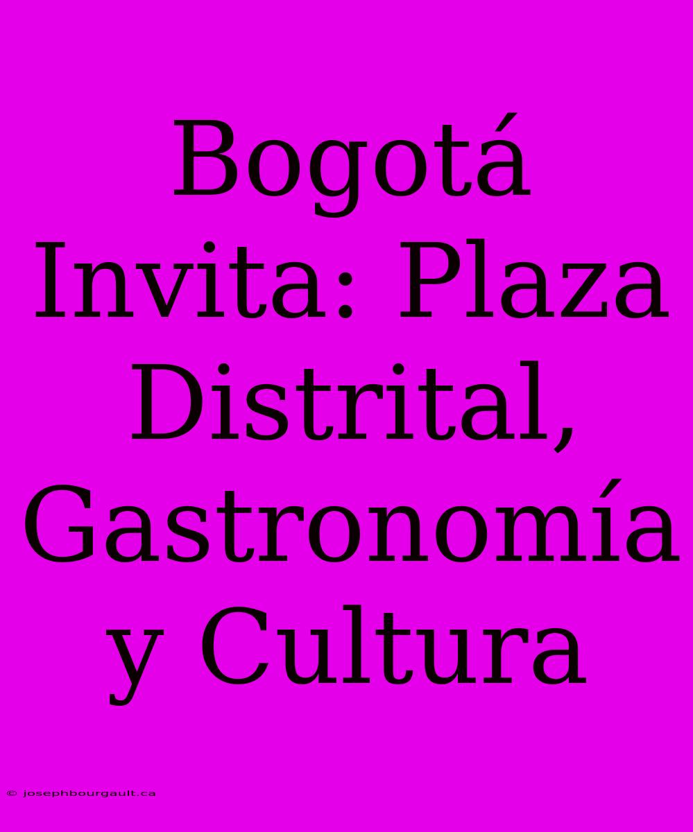 Bogotá Invita: Plaza Distrital, Gastronomía Y Cultura