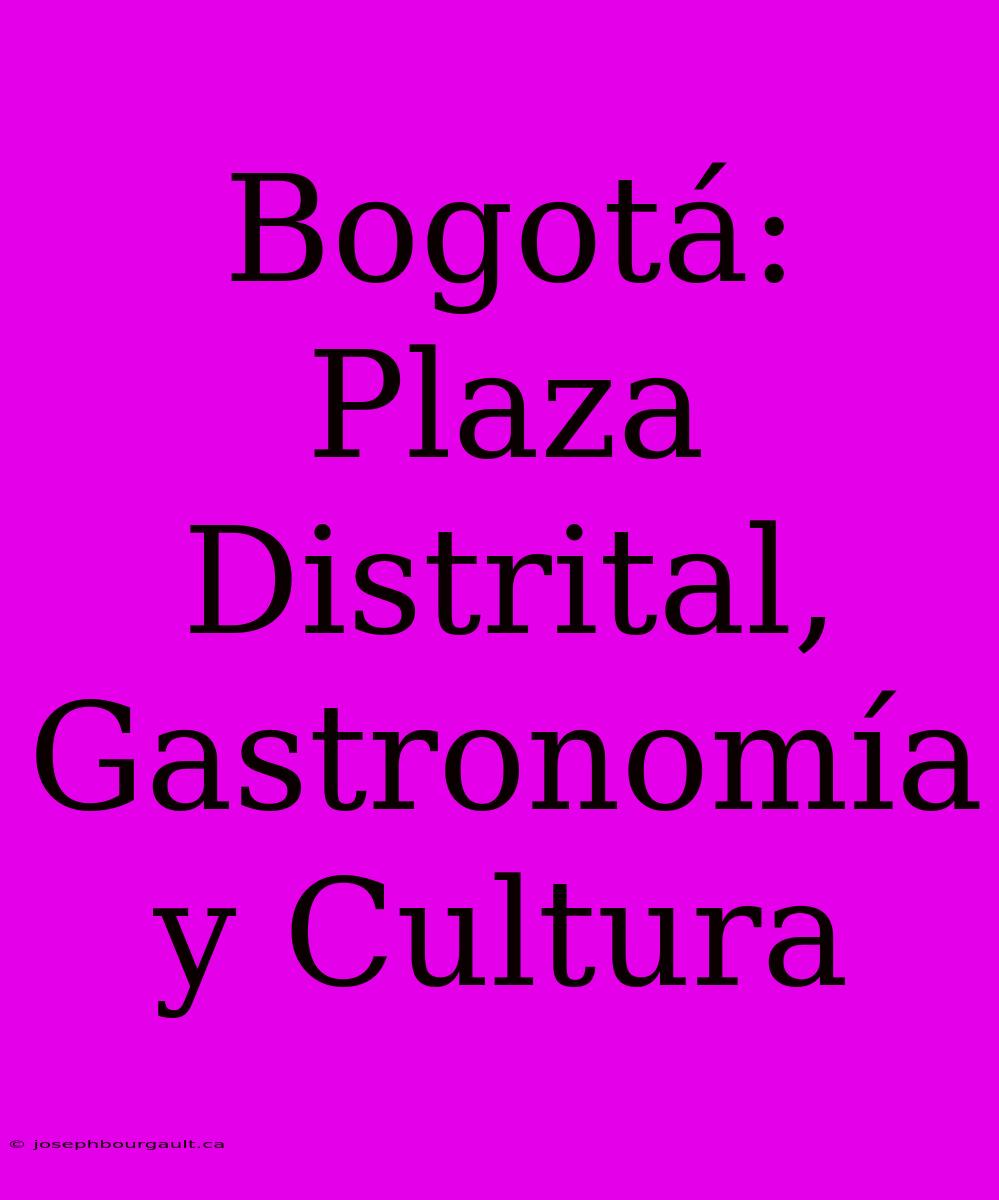 Bogotá: Plaza Distrital, Gastronomía Y Cultura