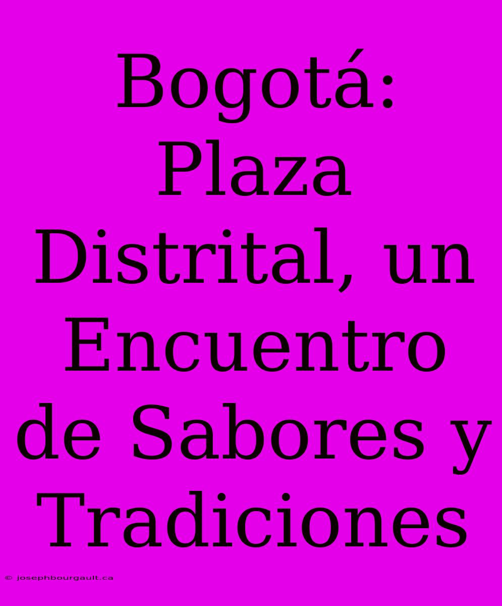 Bogotá: Plaza Distrital, Un Encuentro De Sabores Y Tradiciones