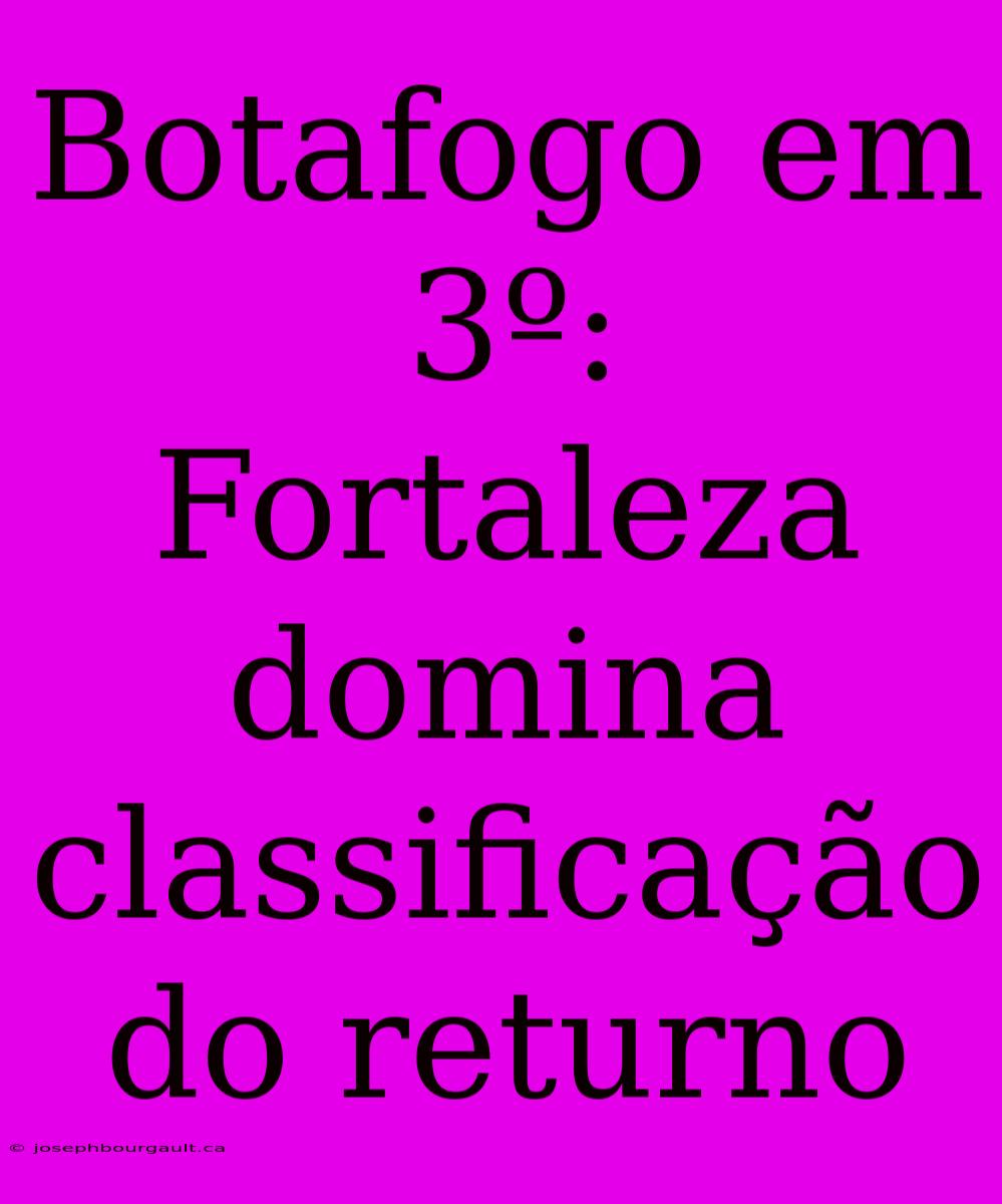 Botafogo Em 3º: Fortaleza Domina Classificação Do Returno