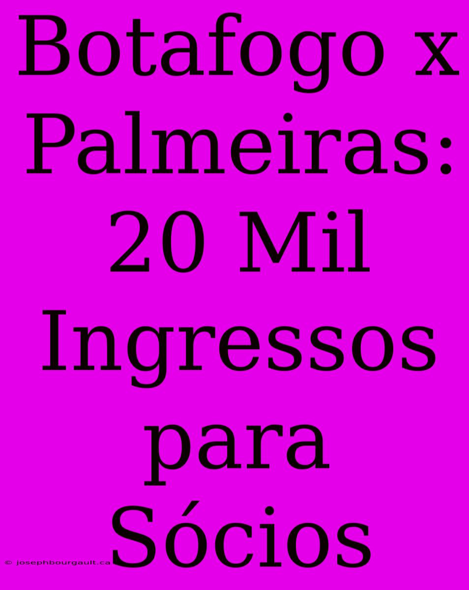 Botafogo X Palmeiras: 20 Mil Ingressos Para Sócios