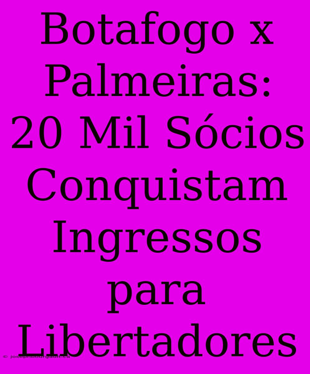 Botafogo X Palmeiras: 20 Mil Sócios Conquistam Ingressos Para Libertadores