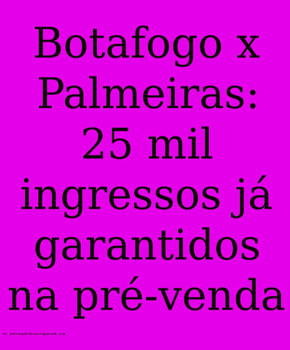 Botafogo X Palmeiras: 25 Mil Ingressos Já Garantidos Na Pré-venda