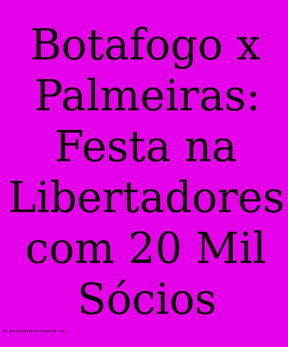 Botafogo X Palmeiras: Festa Na Libertadores Com 20 Mil Sócios