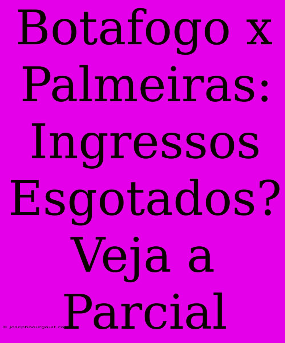 Botafogo X Palmeiras: Ingressos Esgotados? Veja A Parcial