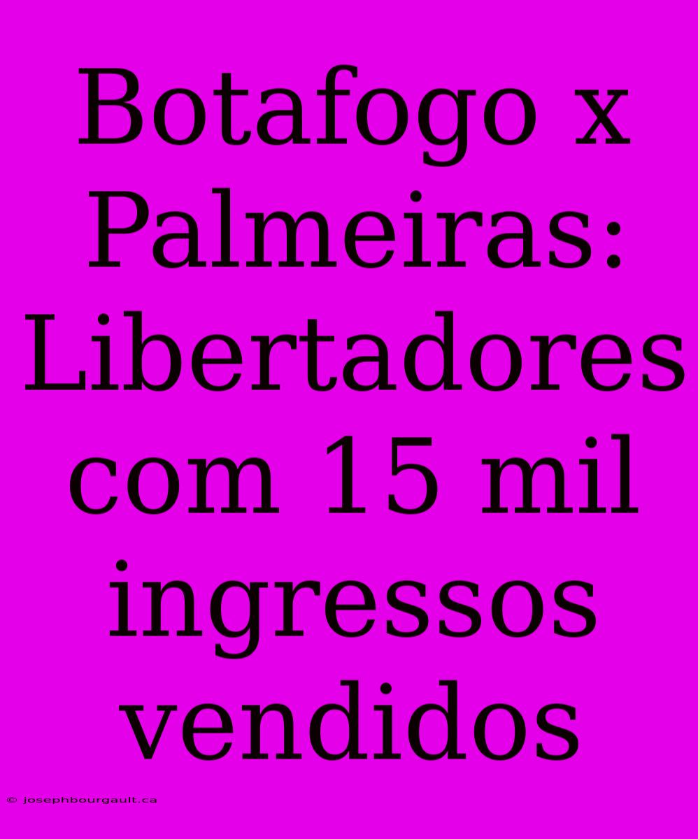 Botafogo X Palmeiras: Libertadores Com 15 Mil Ingressos Vendidos