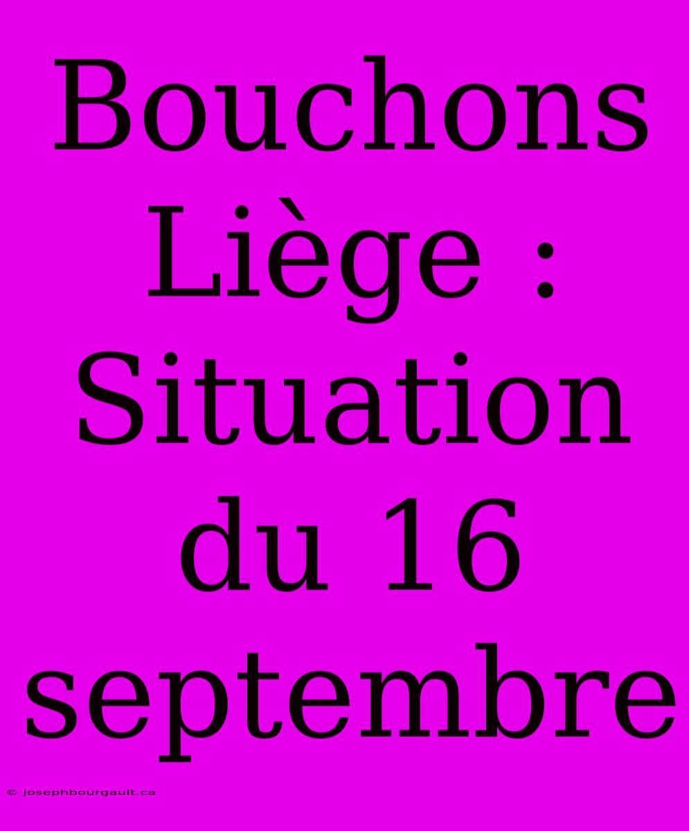 Bouchons Liège : Situation Du 16 Septembre