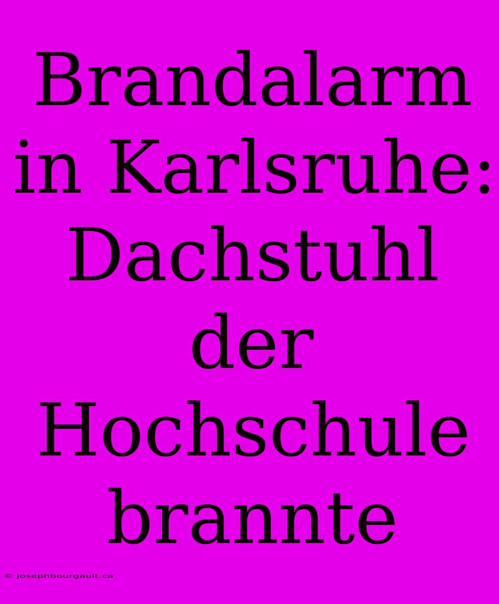 Brandalarm In Karlsruhe: Dachstuhl Der Hochschule Brannte