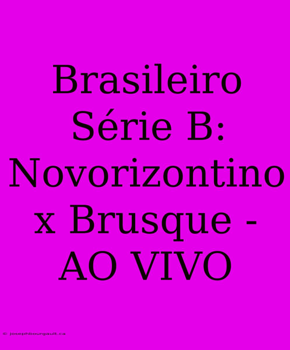 Brasileiro Série B: Novorizontino X Brusque - AO VIVO