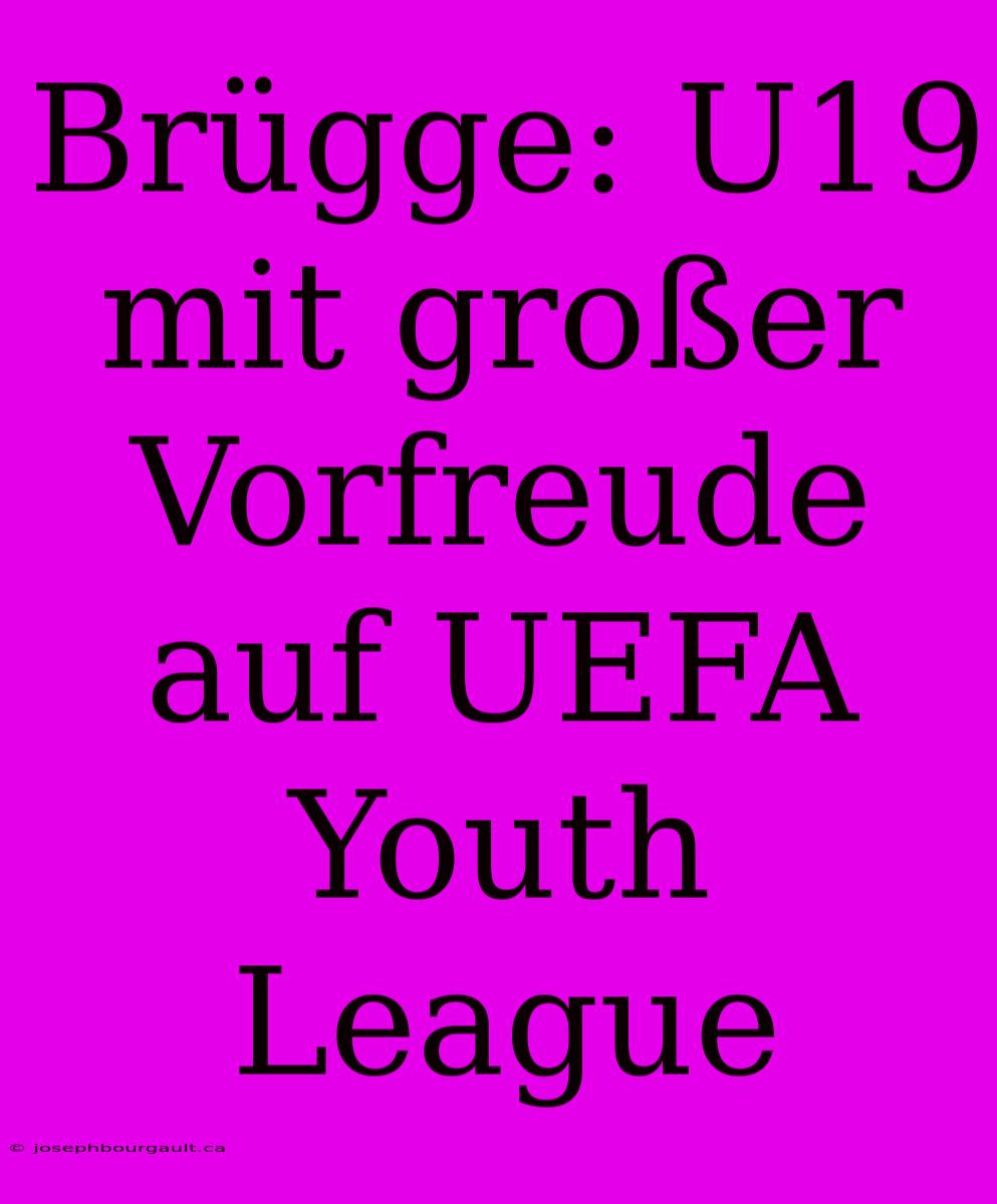 Brügge: U19 Mit Großer Vorfreude Auf UEFA Youth League