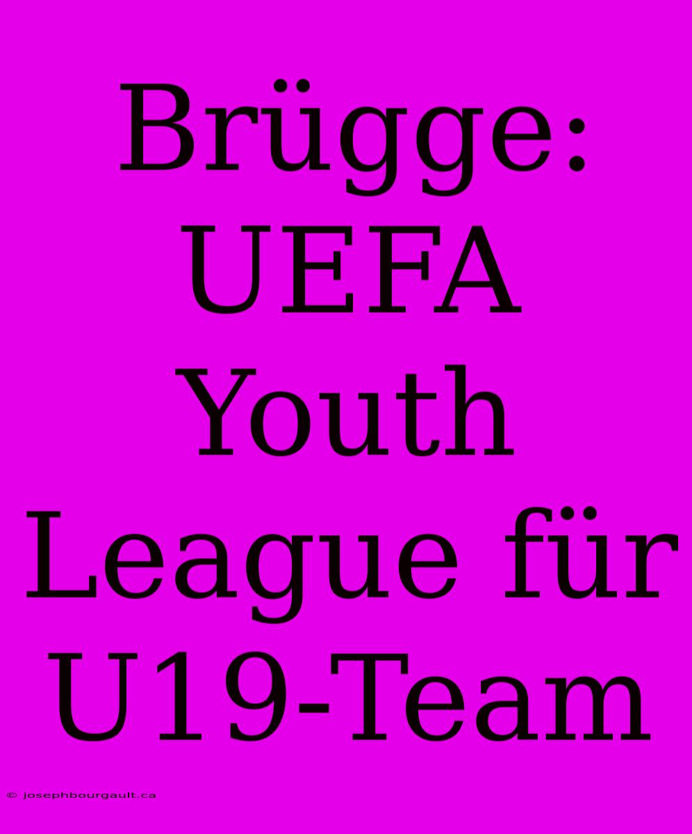 Brügge: UEFA Youth League Für U19-Team