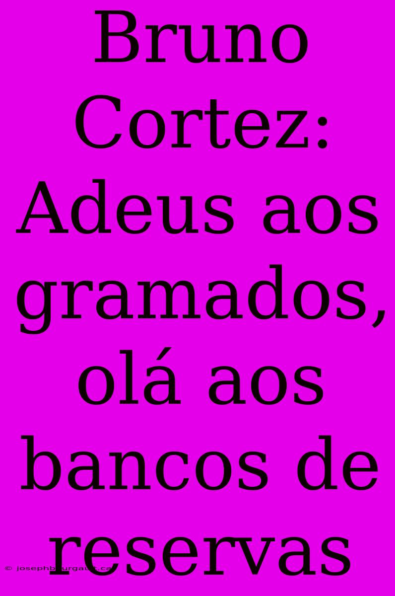 Bruno Cortez: Adeus Aos Gramados, Olá Aos Bancos De Reservas