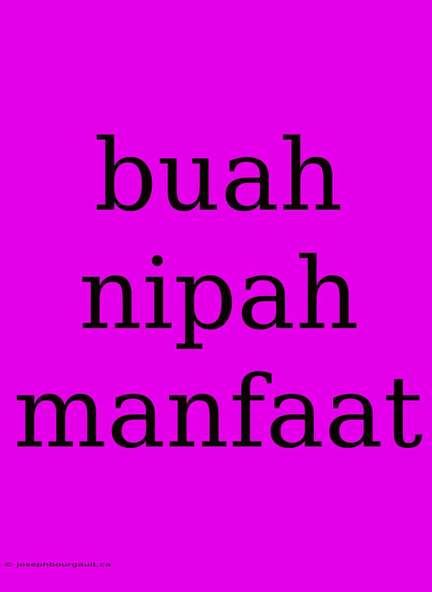 Buah Nipah Manfaat