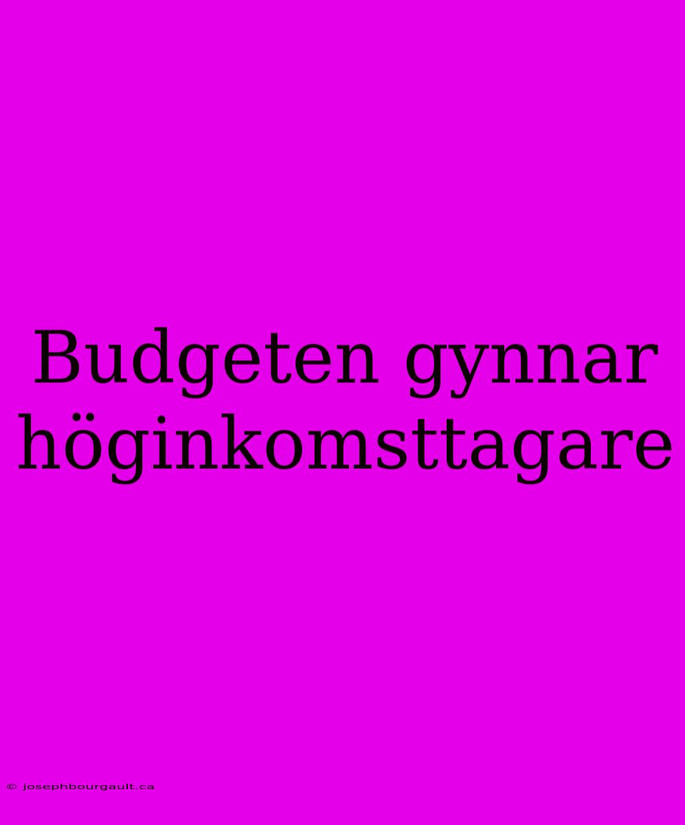 Budgeten Gynnar Höginkomsttagare