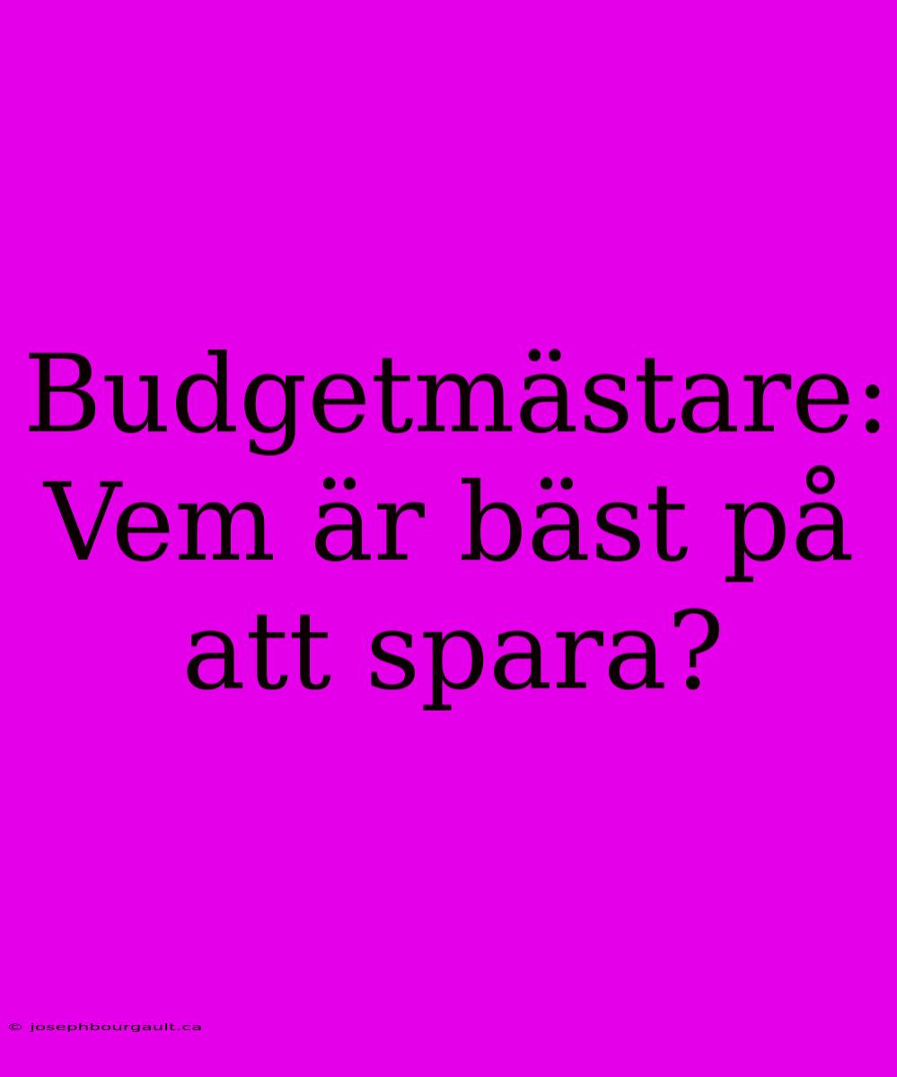 Budgetmästare: Vem Är Bäst På Att Spara?