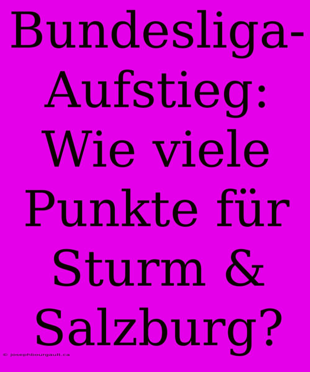 Bundesliga-Aufstieg: Wie Viele Punkte Für Sturm & Salzburg?