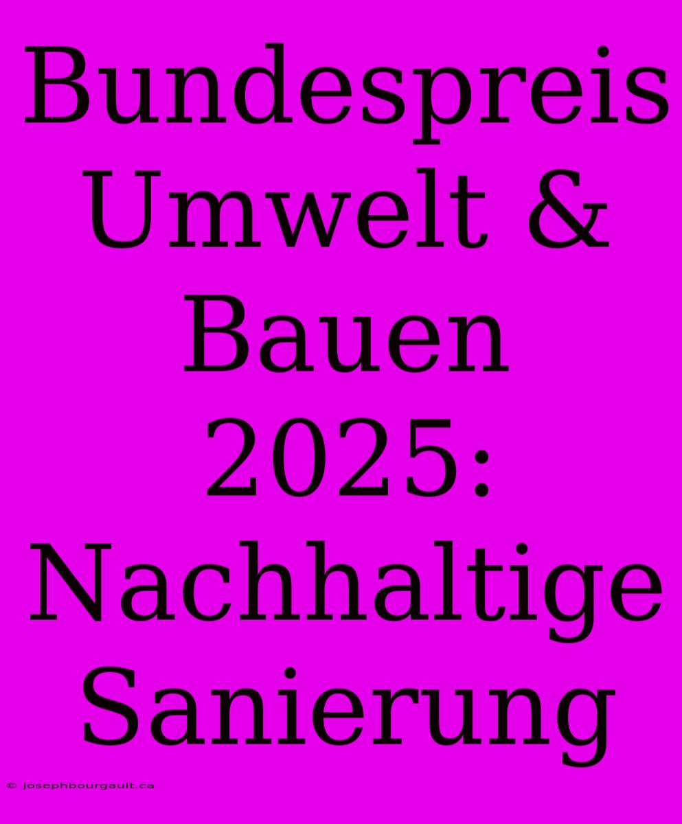 Bundespreis Umwelt & Bauen 2025: Nachhaltige Sanierung