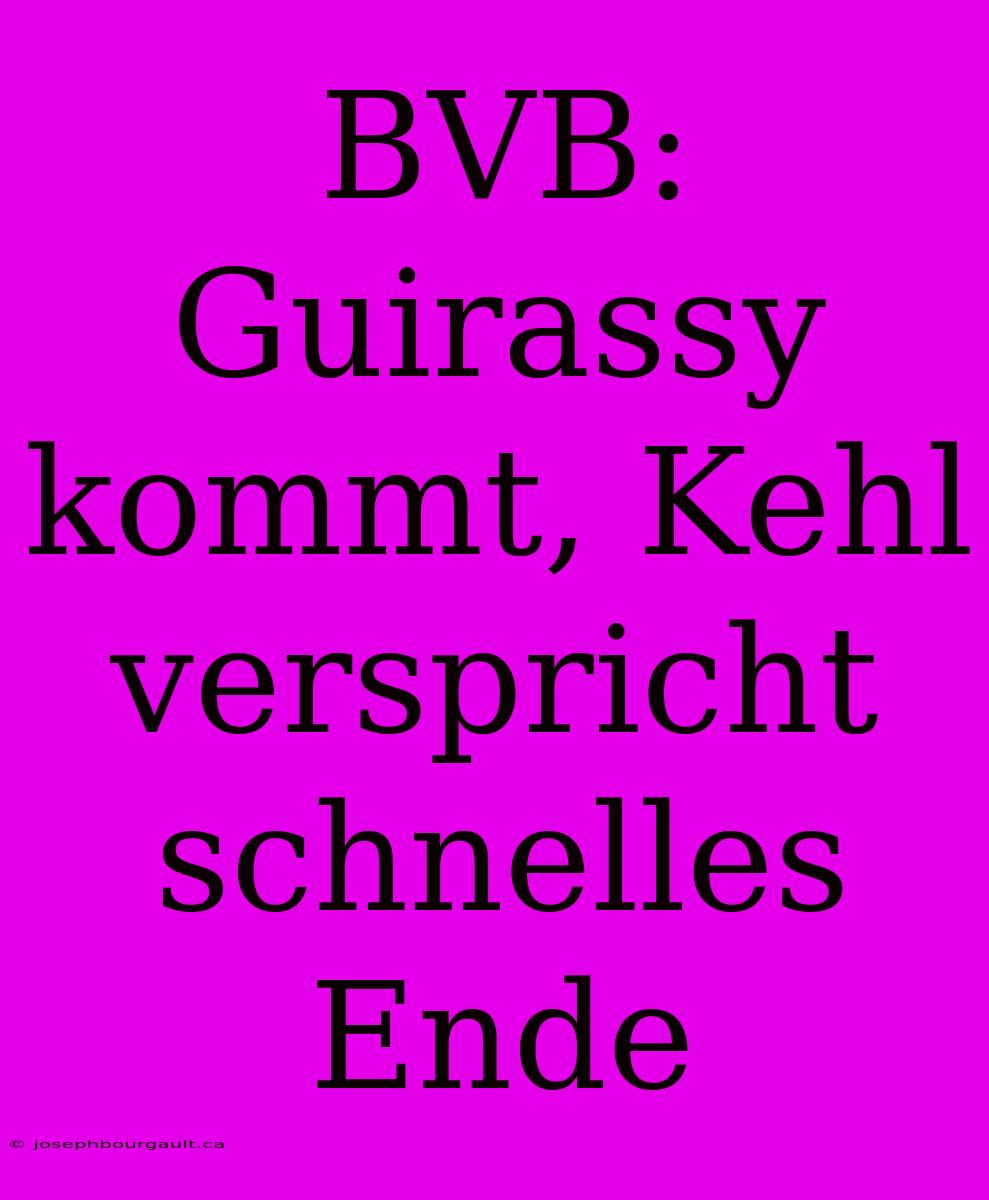 BVB: Guirassy Kommt, Kehl Verspricht Schnelles Ende