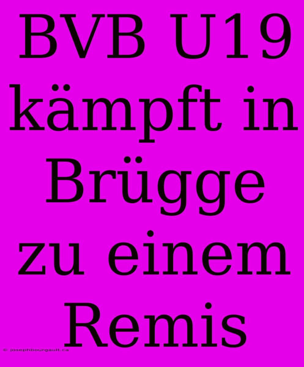 BVB U19 Kämpft In Brügge Zu Einem Remis