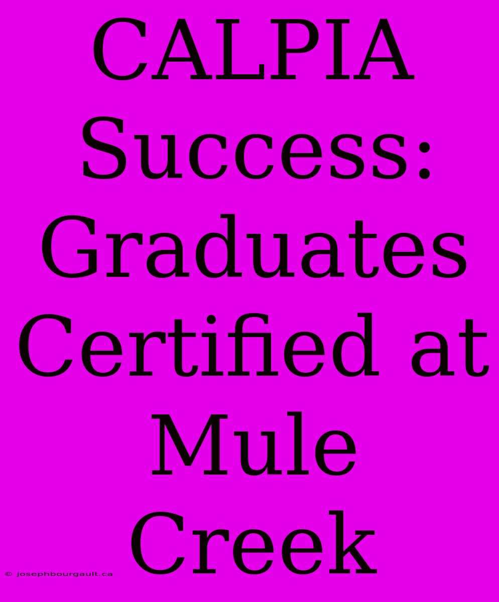 CALPIA Success: Graduates Certified At Mule Creek