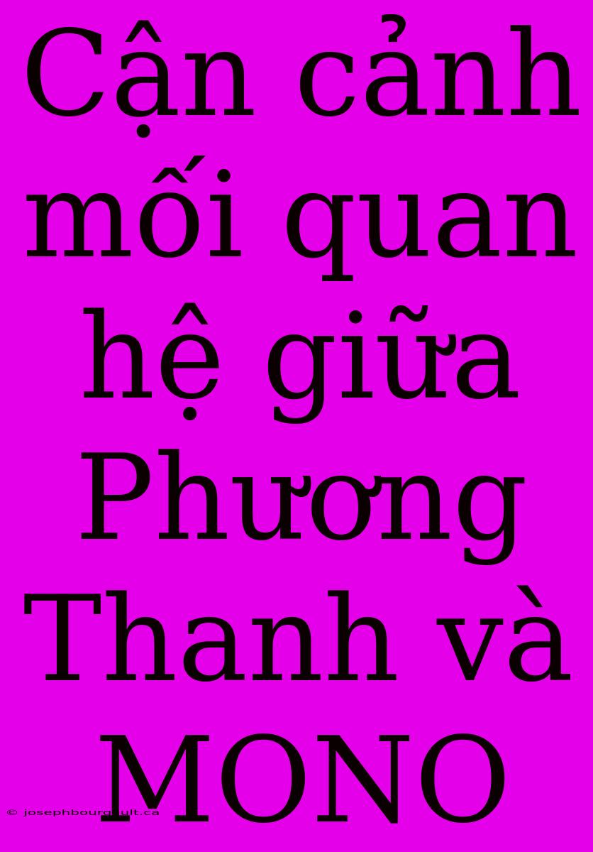 Cận Cảnh Mối Quan Hệ Giữa Phương Thanh Và MONO