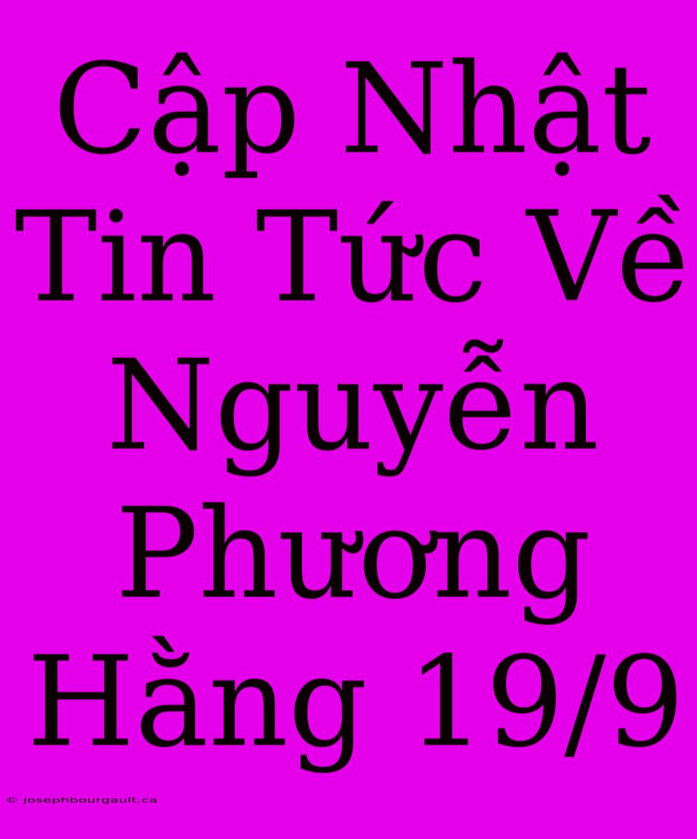 Cập Nhật Tin Tức Về Nguyễn Phương Hằng 19/9