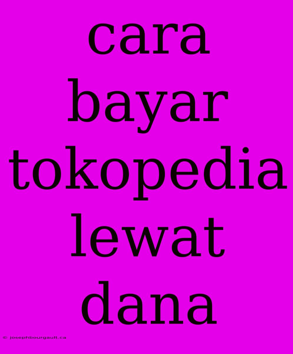 Cara Bayar Tokopedia Lewat Dana