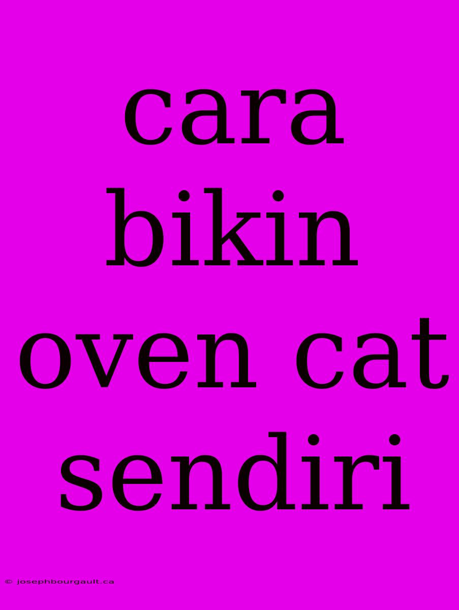 Cara Bikin Oven Cat Sendiri