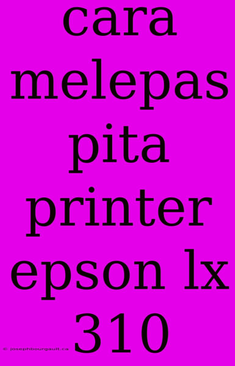 Cara Melepas Pita Printer Epson Lx 310