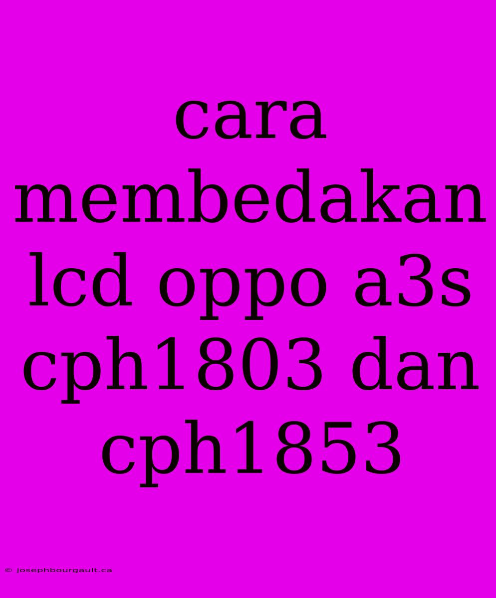 Cara Membedakan Lcd Oppo A3s Cph1803 Dan Cph1853