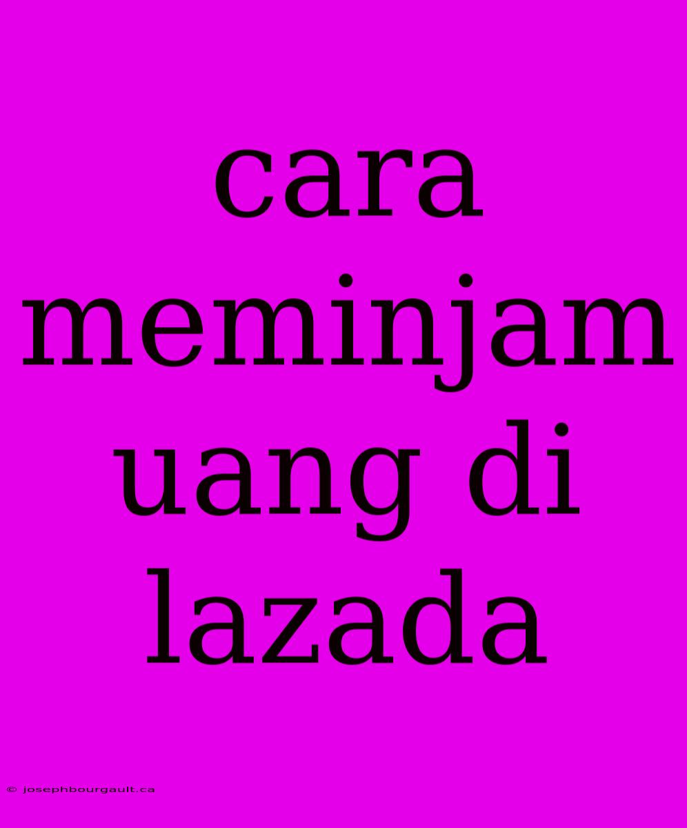 Cara Meminjam Uang Di Lazada